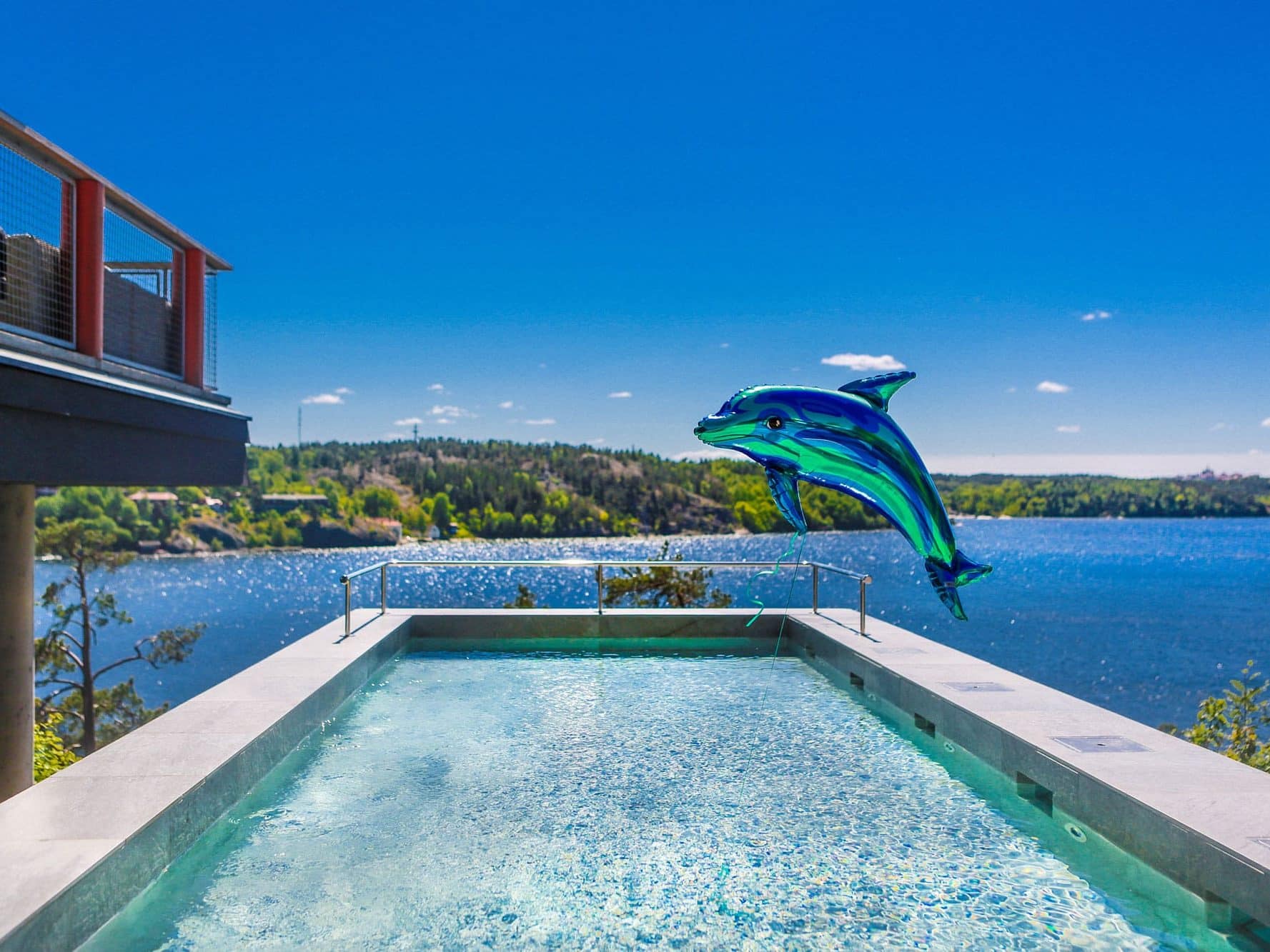 Högberga Gård-konference Lidingö-pool med udsigt